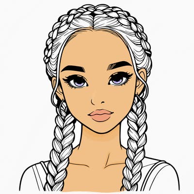 realistic girl with braids