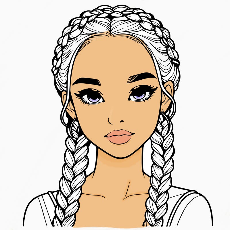 realistic girl with braids