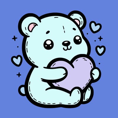 cute bear huging a heart