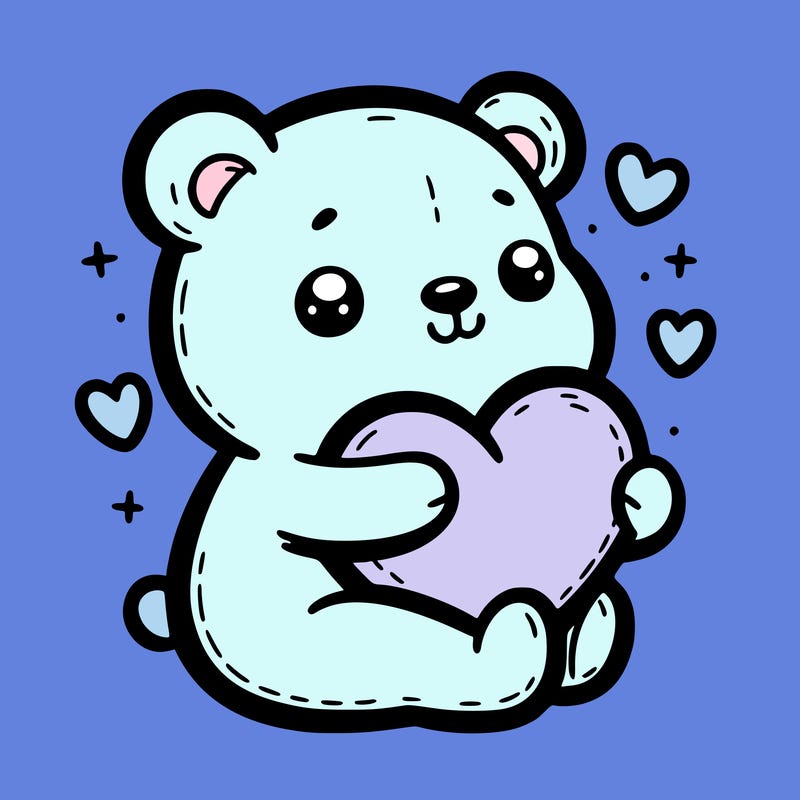 cute bear huging a heart