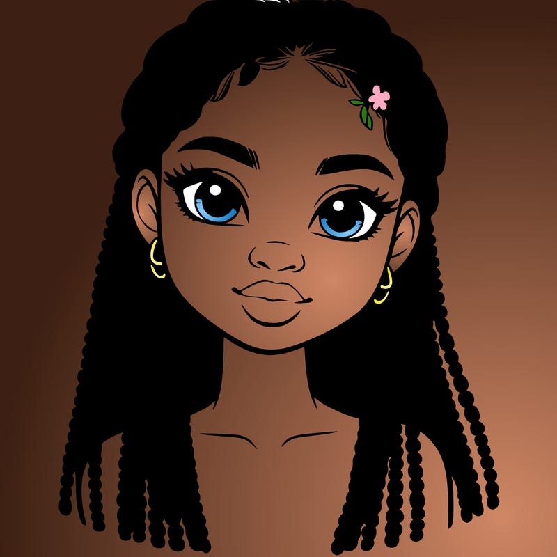 a realistic black girl with braids