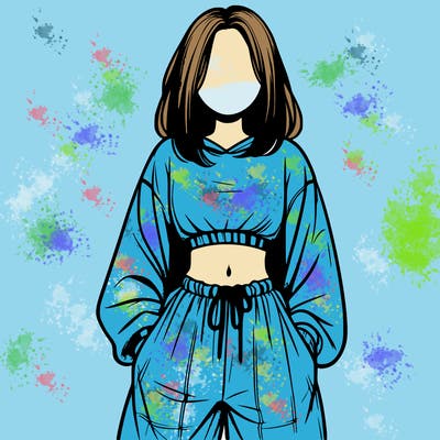 realistic girl faceless with baggy pants and a crop top
