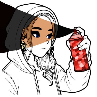 a realistic girl, spray painting