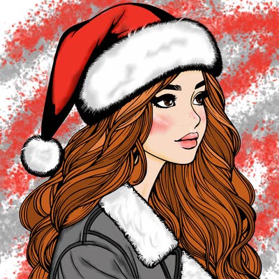 realistic girl in santa hat