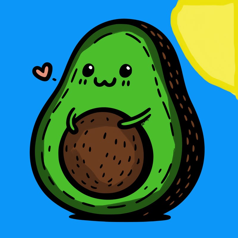 an avocado hugging an avocado