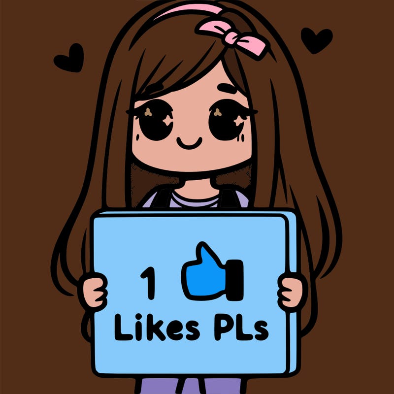 girl holding a sign saying 10 likes pls