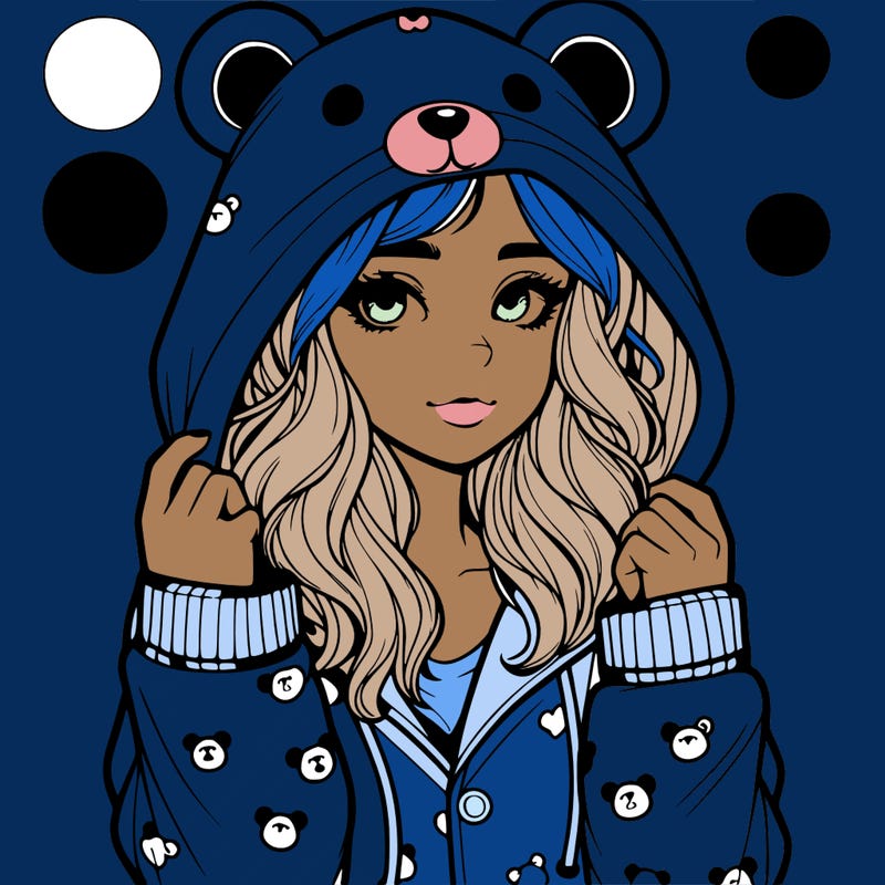 realistic girl in a animal pjs hoodie