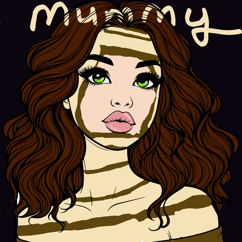 realistic girl with wavy hair and lips