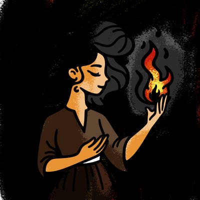 woman with fire