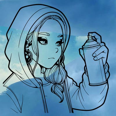 a realistic girl, spray painting