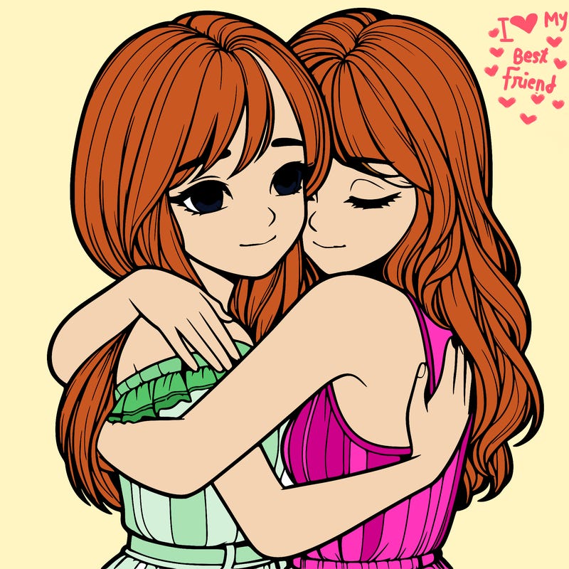realistic girls hugging