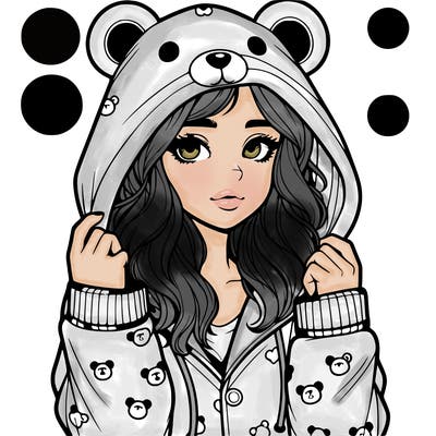 realistic girl in a animal pjs hoodie