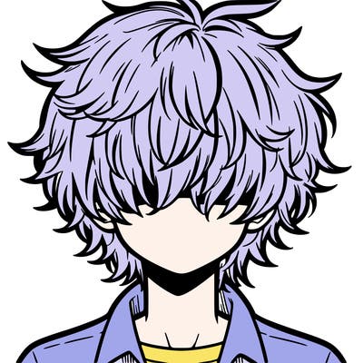 manga boy fluffy hair covering his eyes