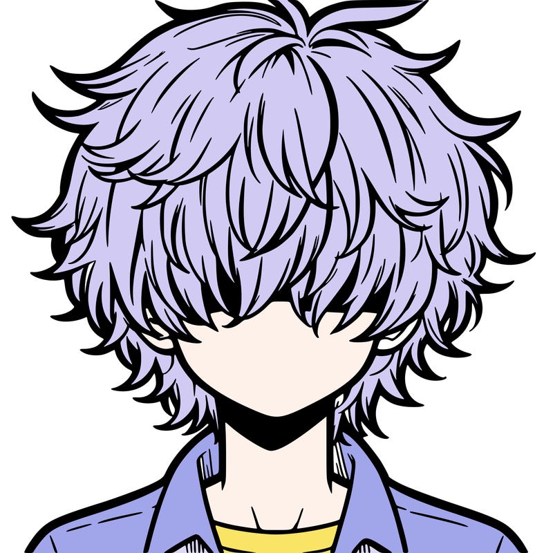 manga boy fluffy hair covering his eyes