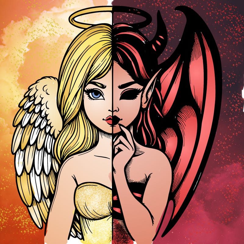 realistic angel half demon