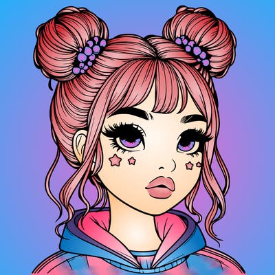 realistic girl with space buns