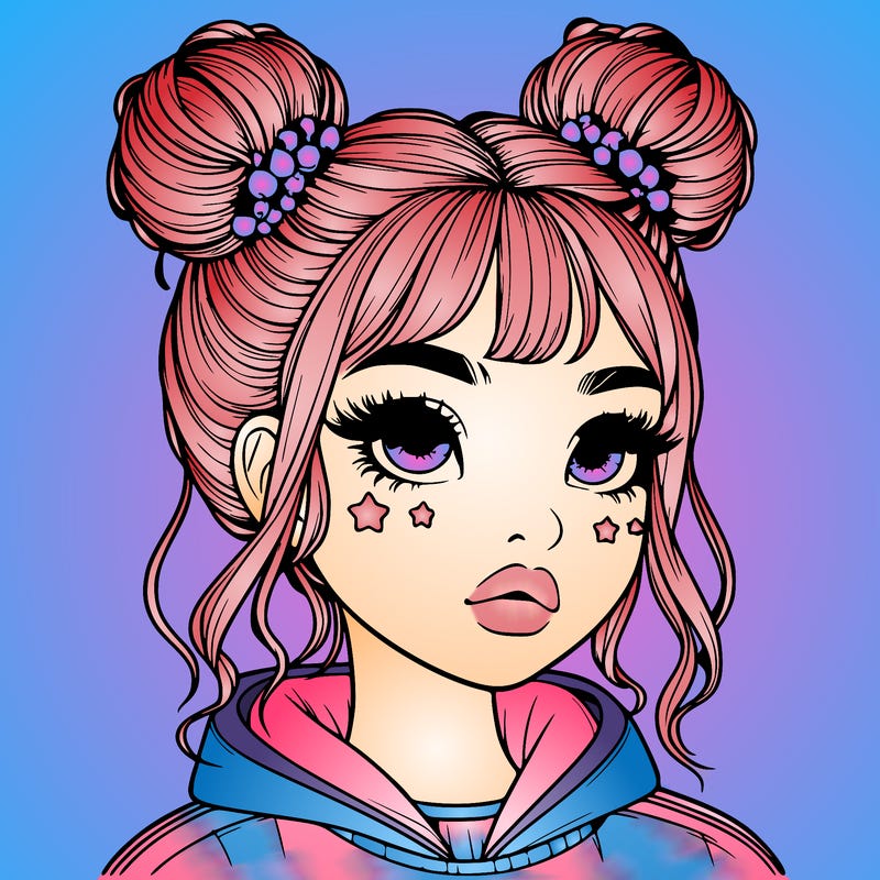 realistic girl with space buns