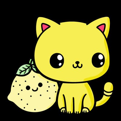 a cute cat themed by a lemon