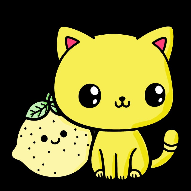 a cute cat themed by a lemon
