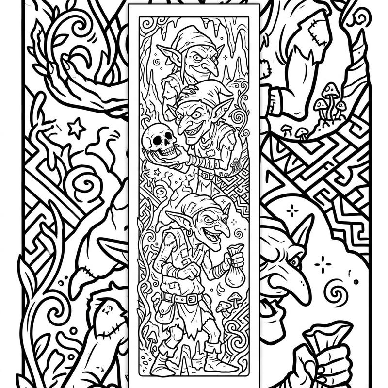 Enter a world of fantasy with this captivating goblin bookmark coloring page, designed specifically for teens. Explore intricate details featuring mischievous goblins, ready to be brought to life with your favorite colors.