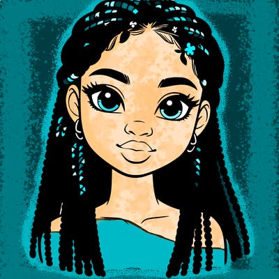 a realistic black girl with braids