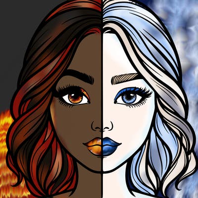 realistic girl split half