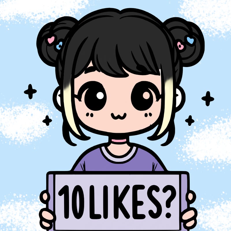 cute girl that is holding a sign that says 10 likes?