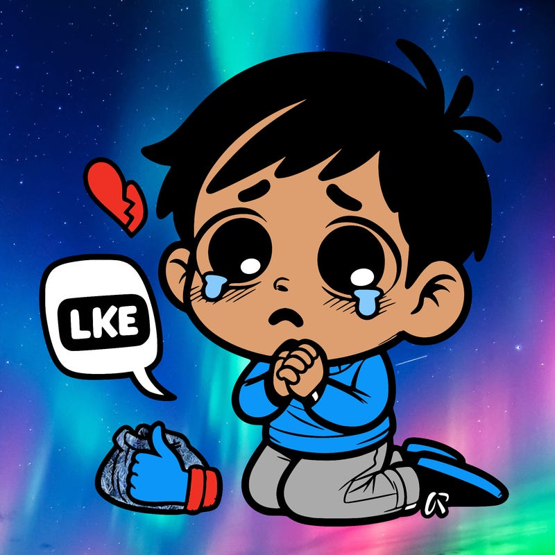 boy begging for likes crying