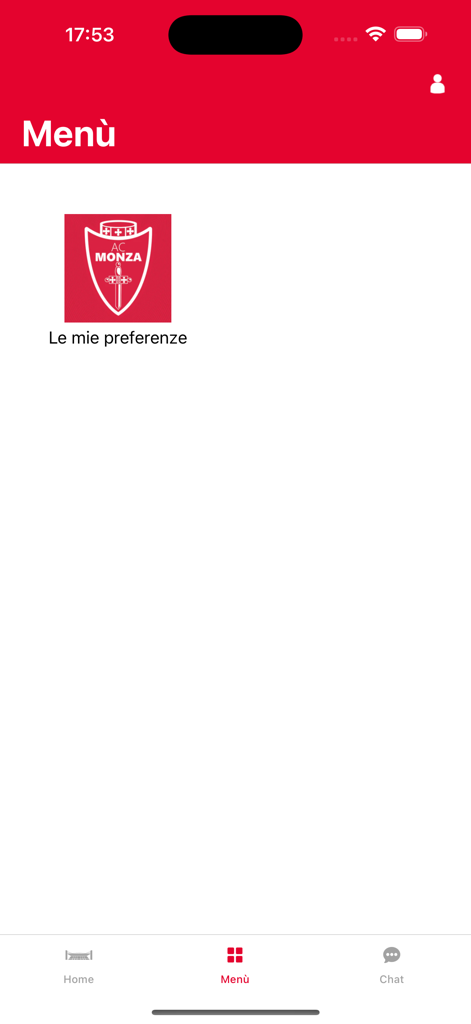 AC Monza - Menu screen of the AC Monza official app featuring user preferences and navigation bar