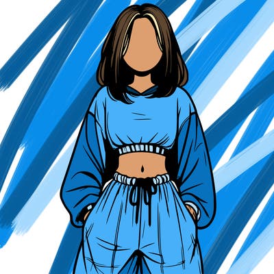 realistic girl faceless with baggy pants and a crop top