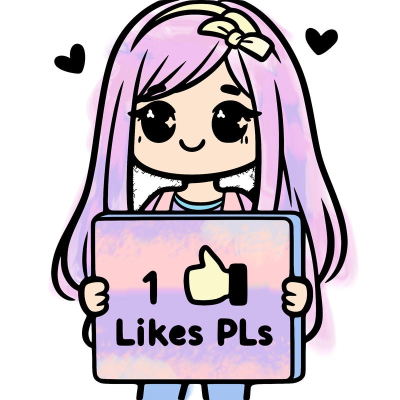 girl holding a sign saying 10 likes pls