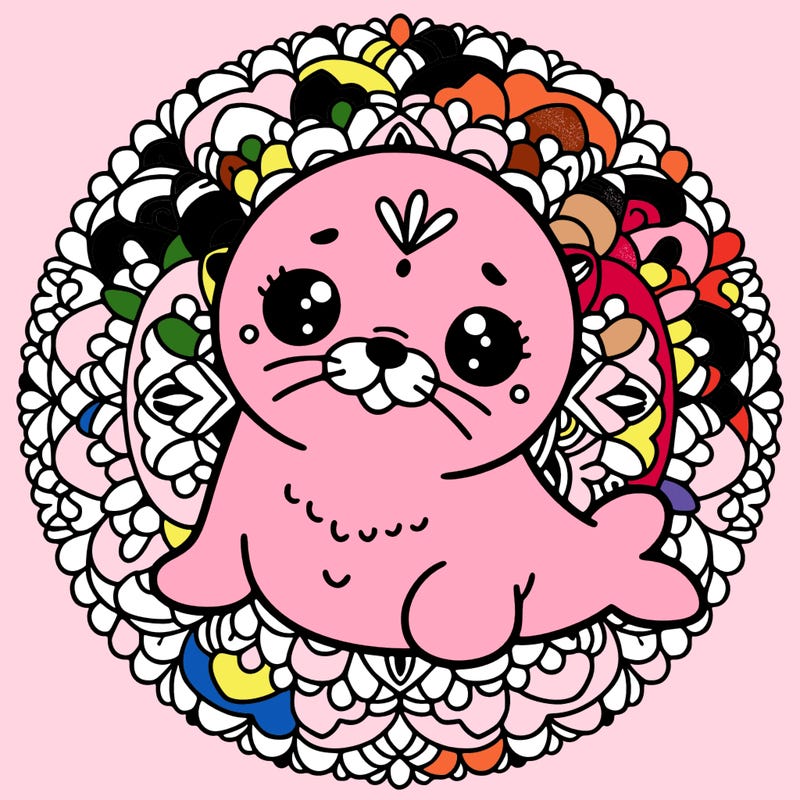 a cute baby seal mandala