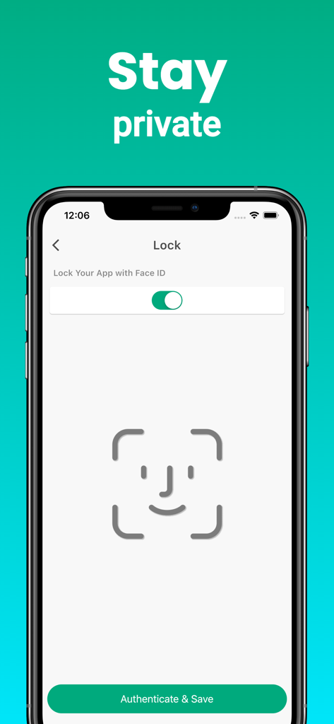 Speech Helper - Spoken Text - Oberfläche zeigt Face ID-Sicherheitseinstellungen für die Speech Helper App zur Gewährleistung einer privaten Kommunikation