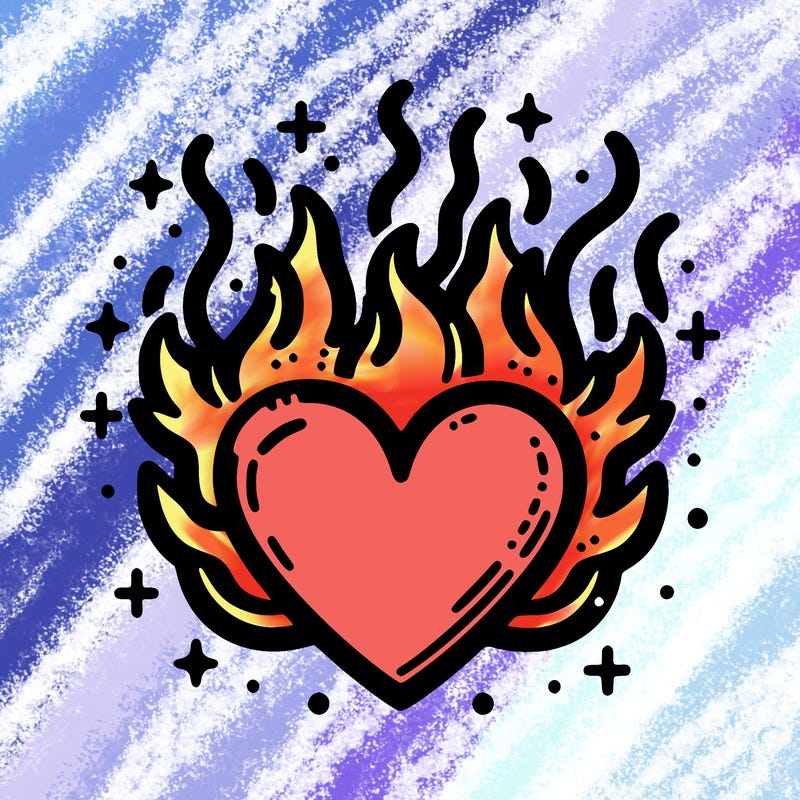 heart with fire