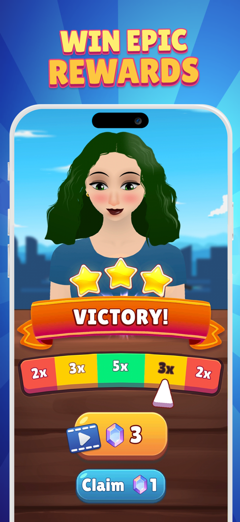 Mancala Adventures: Board Game - 커스터마이징된 캐릭터 아바타와 승수 배율이 있는 게임 보상을 보여주는 만칼라 어드벤처 승리 화면