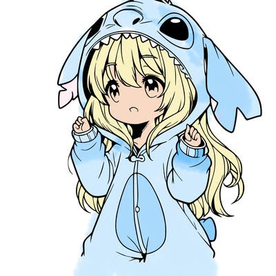 anime girl in a stitch onsie