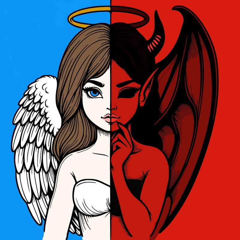 realistic angel half demon