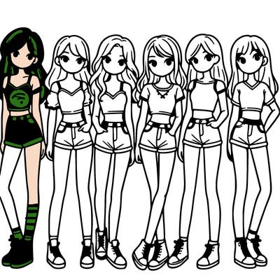 a group of girls wearing crop tops and shorts