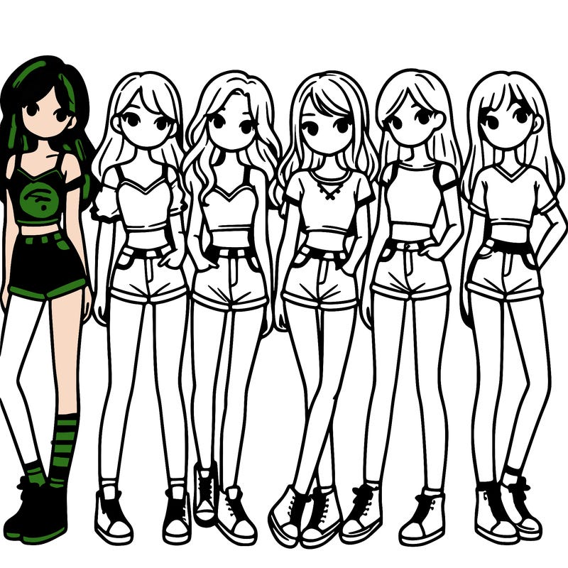 a group of girls wearing crop tops and shorts