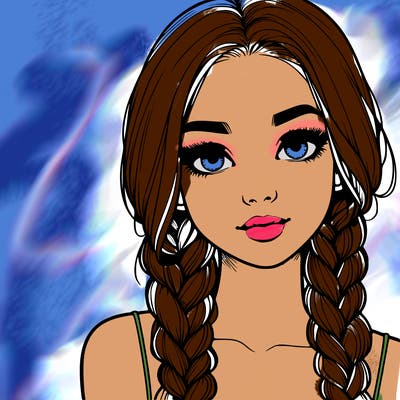 realistic girl with braids