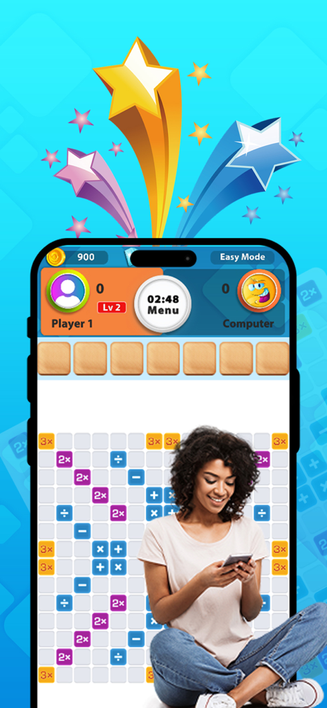 Mathable® - Woman playing the Mathable math board game app on her phone