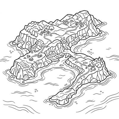 Embark on an artistic journey with this captivating coloring page featuring intricate Continental Islands. Explore a breathtaking coastal landscape dotted with charming details, perfect for bringing to life with your favorite colors.