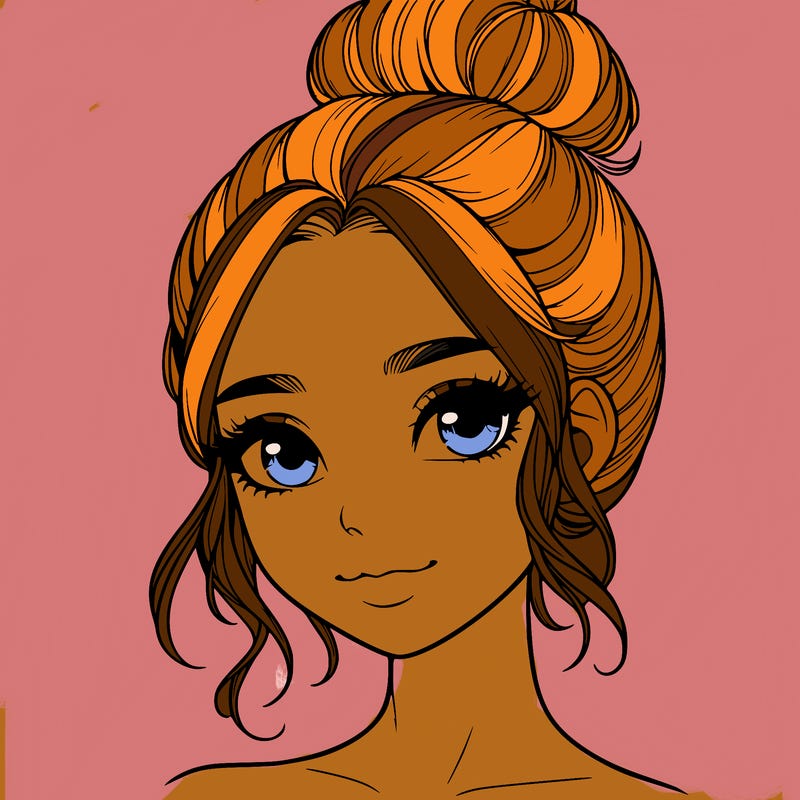 realistic pretty girl with hair in bun