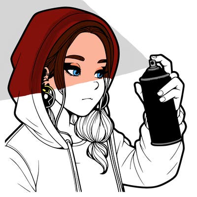 a realistic girl, spray painting