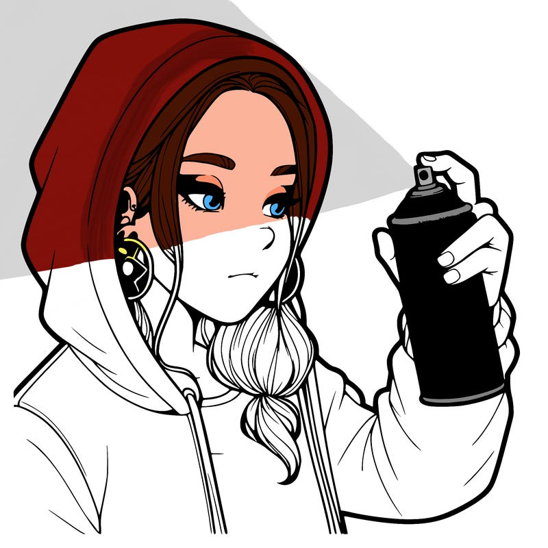 a realistic girl, spray painting