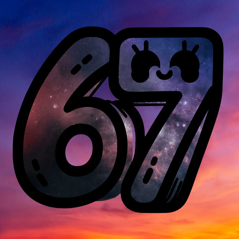 the numbers 67