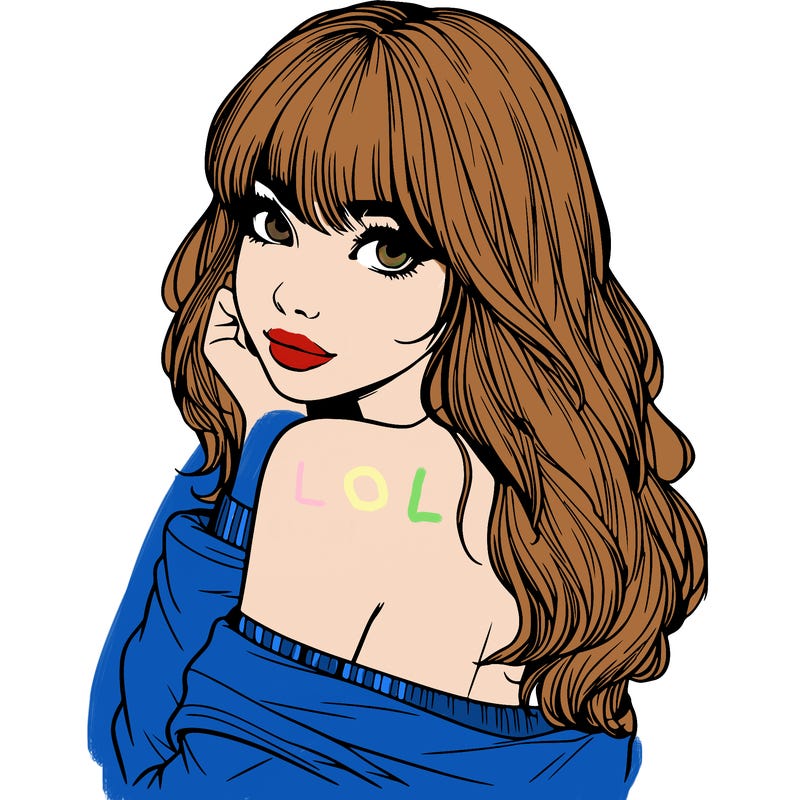 realistic girl with bangs looking over her shoulder