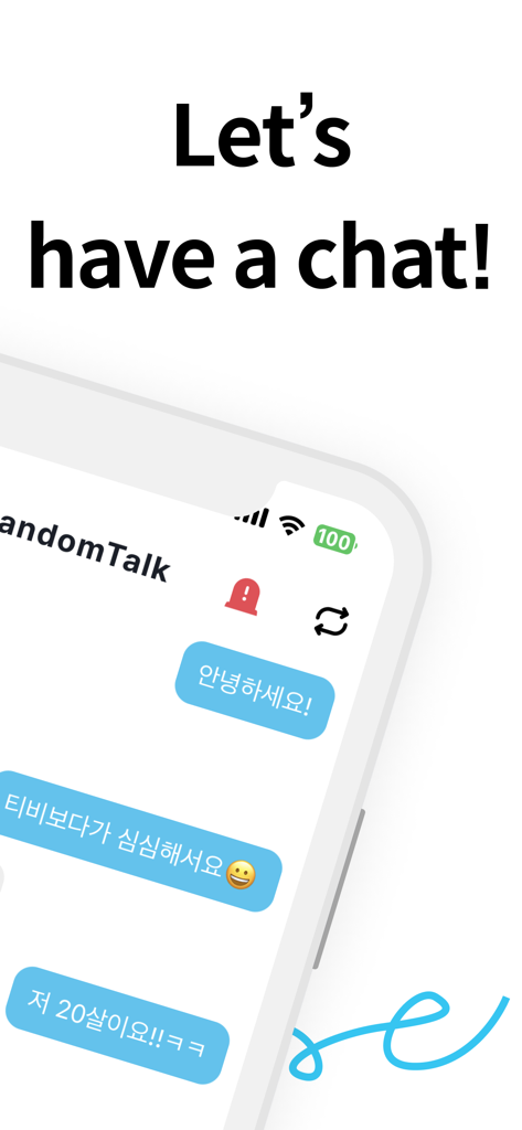 Pingble - Talk to strangers - Pingble mobile app interface showing blue chat bubbles and the text Let's have a chat