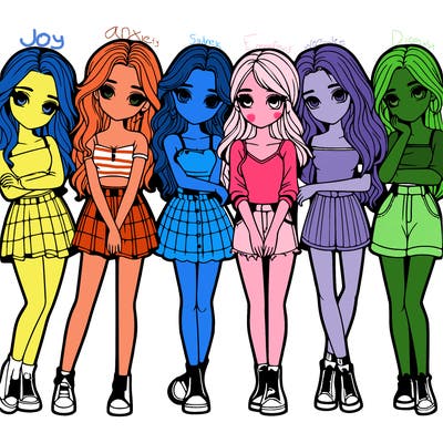 a group of girls realistic