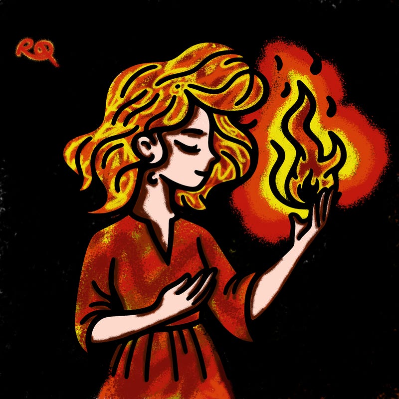 woman with fire